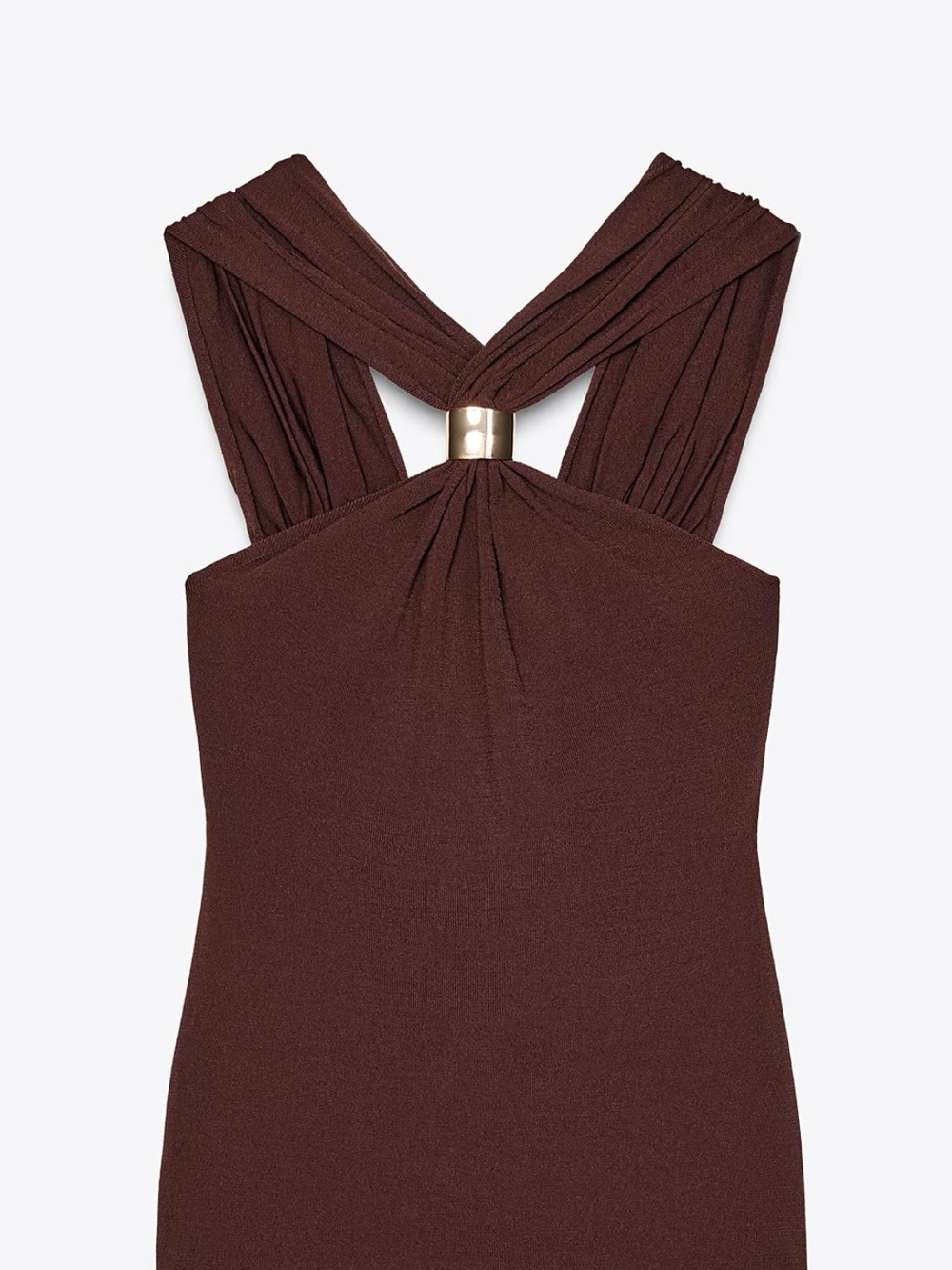 Zara Chocolate Brown Twist-Detail Tank Top